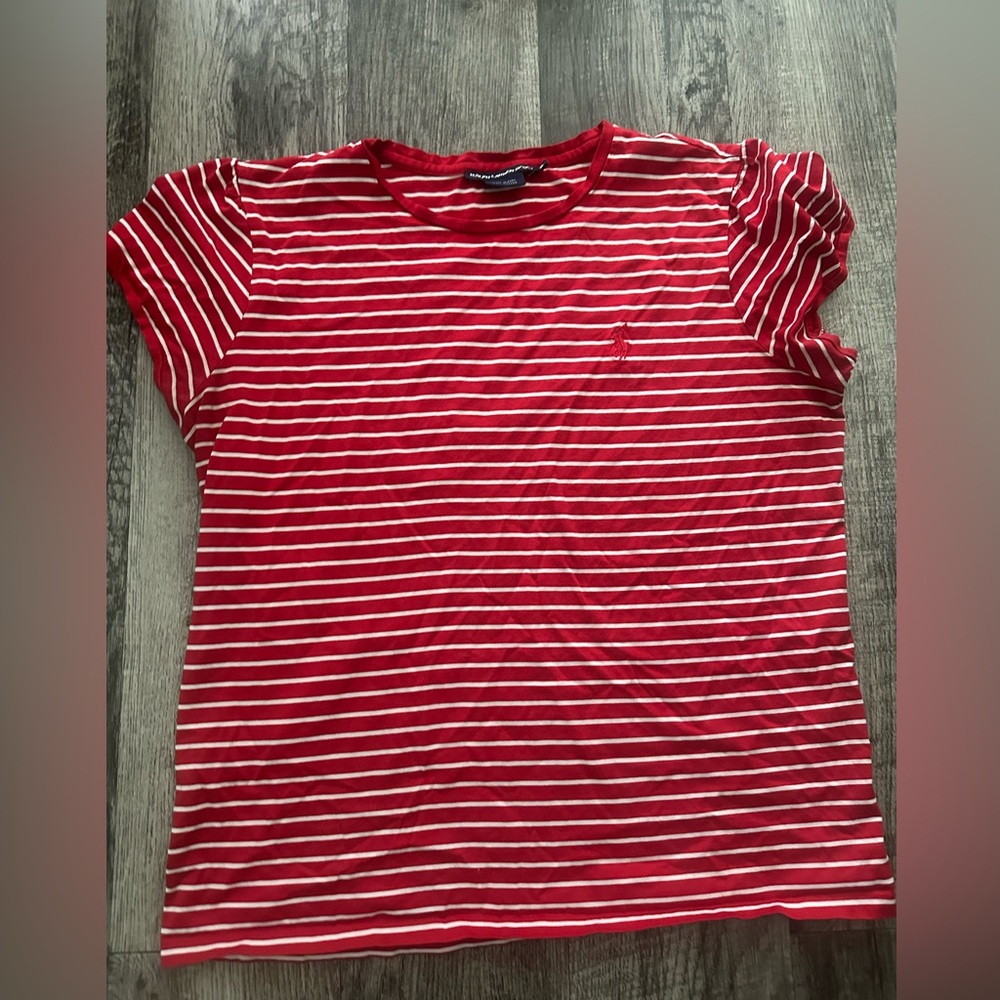 Ralph Lauren Red and White Striped Tee